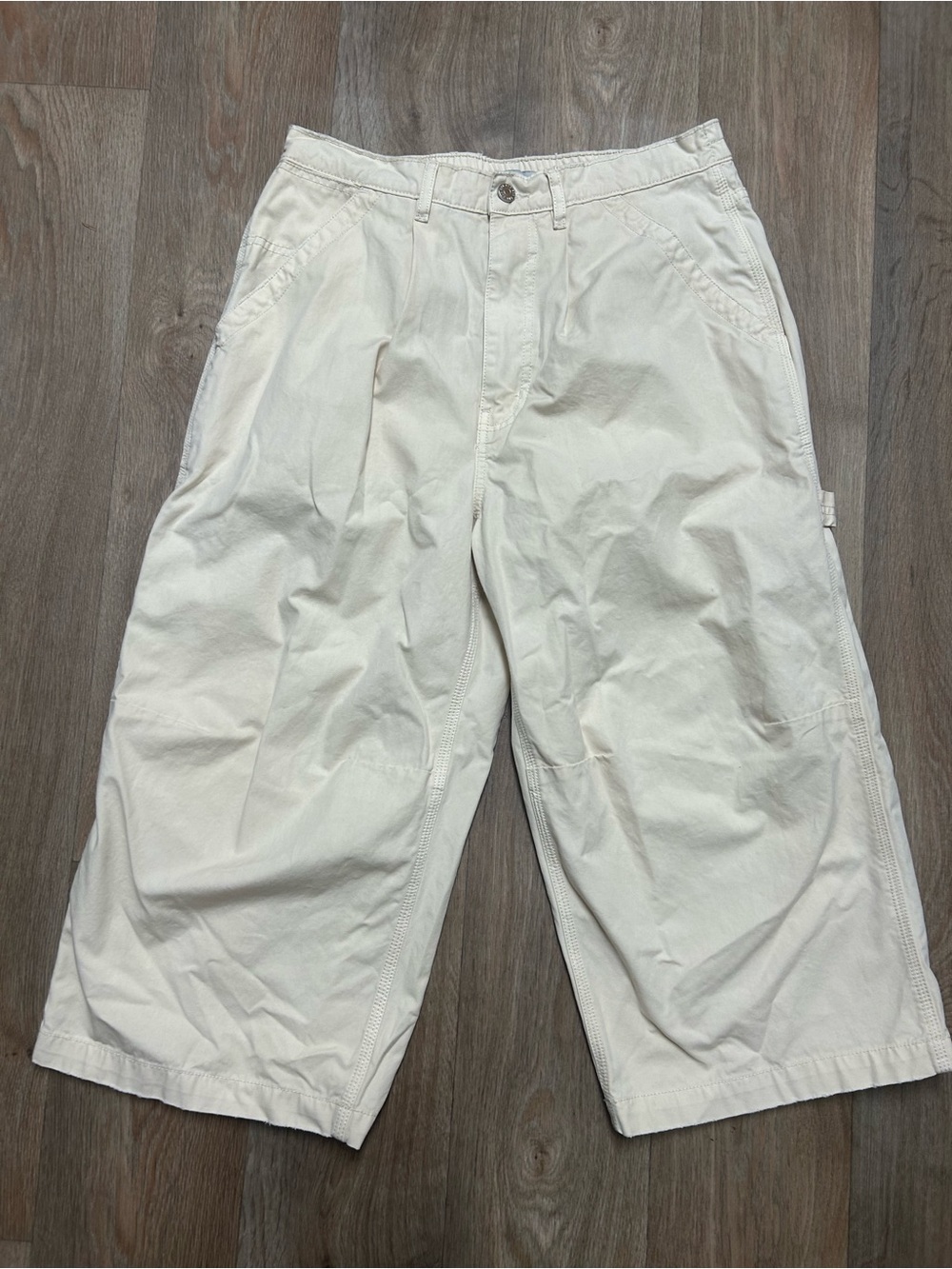 BDG Cream Wide-Leg Utility Pants